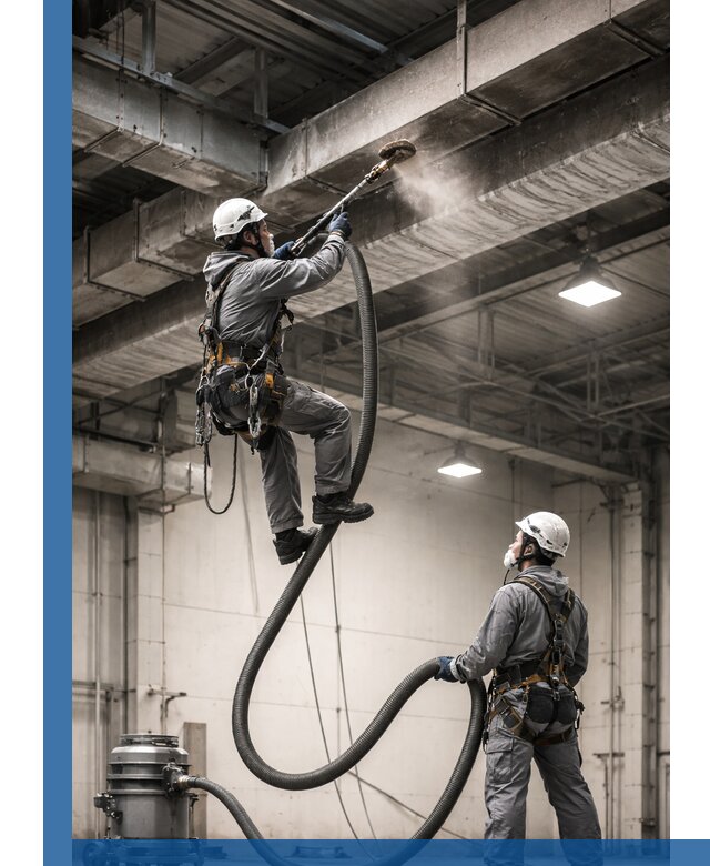 Обеспыливание потолочных конструкций в Верхнем Уфалее промышленным альпинизмом