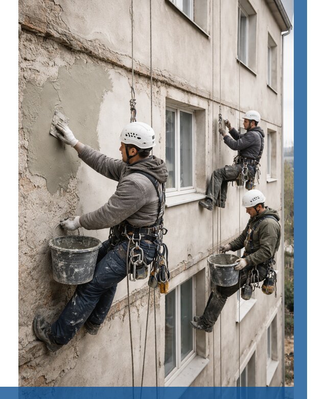 Ремонт штукатурного фасада в Верхнем Уфалее от 768 р. под ключ | ВЫСОТНИК-Врф