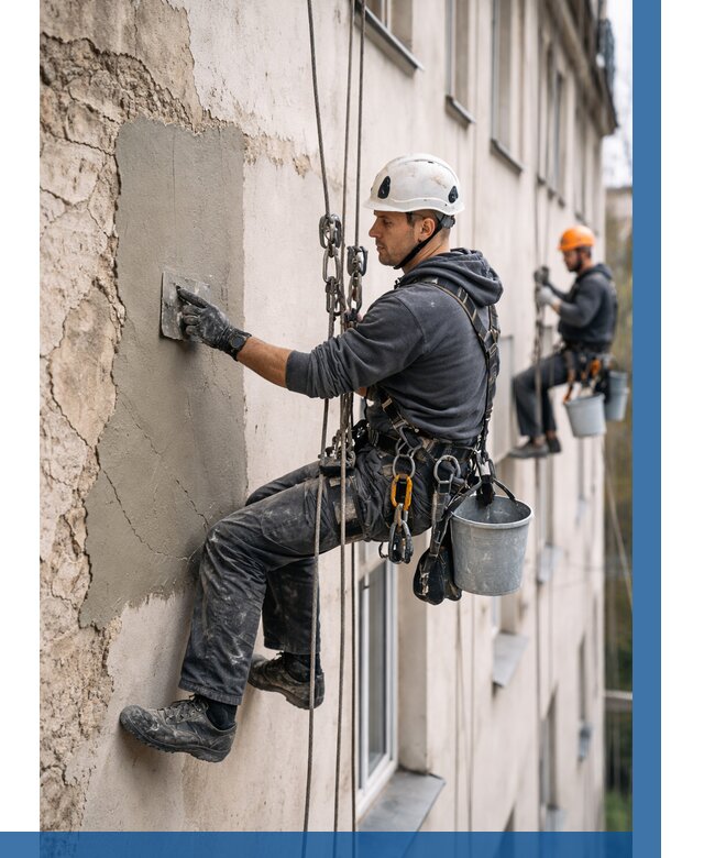 Восстановление штукатурки фасада в Верхнем Уфалее от 1228 р. | ВЫСОТНИК-Врф