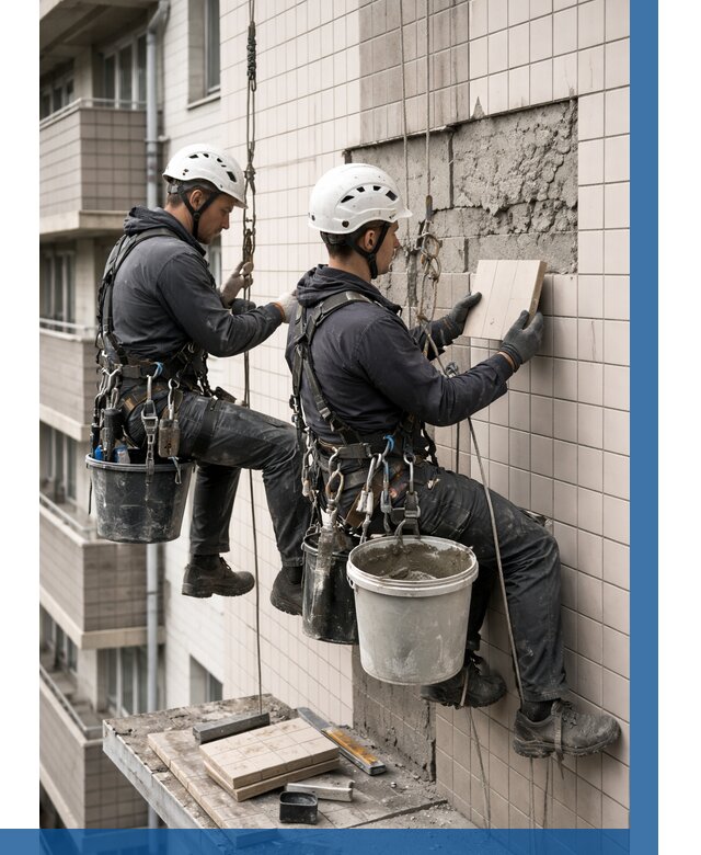 Ремонт облицовки фасада плиткой в Верхнем Уфалее от 1842 р. | ВЫСОТНИК-Врф