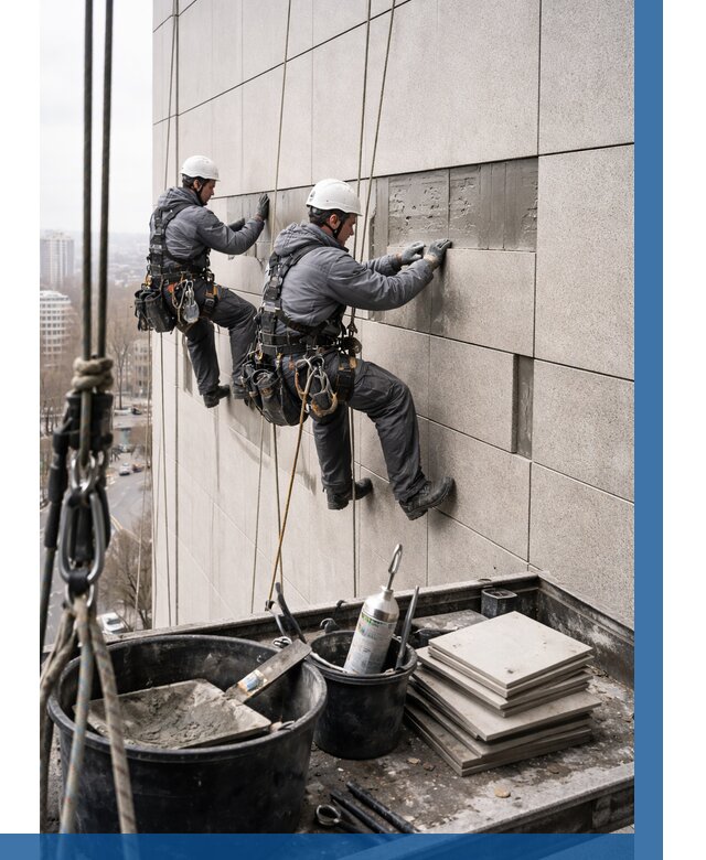 Ремонт фасада из керамогранита в Верхнем Уфалее от 2559 р. | ВЫСОТНИК-Врф