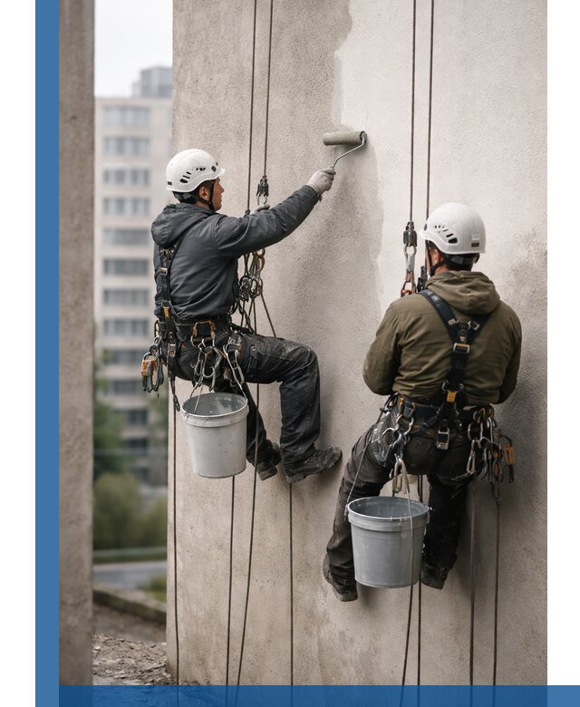 Покраска фасадов высотными альпинистами в Верхнем Уфалее с гарантией