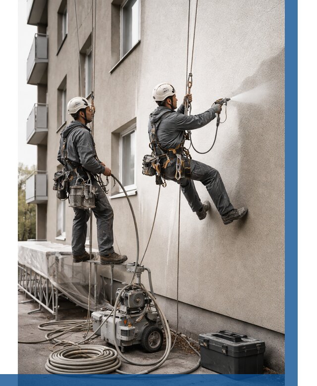 Безвоздушная покраска фасада в Верхнем Уфалее от 225 р/м² | ВЫСОТНИК-Врф