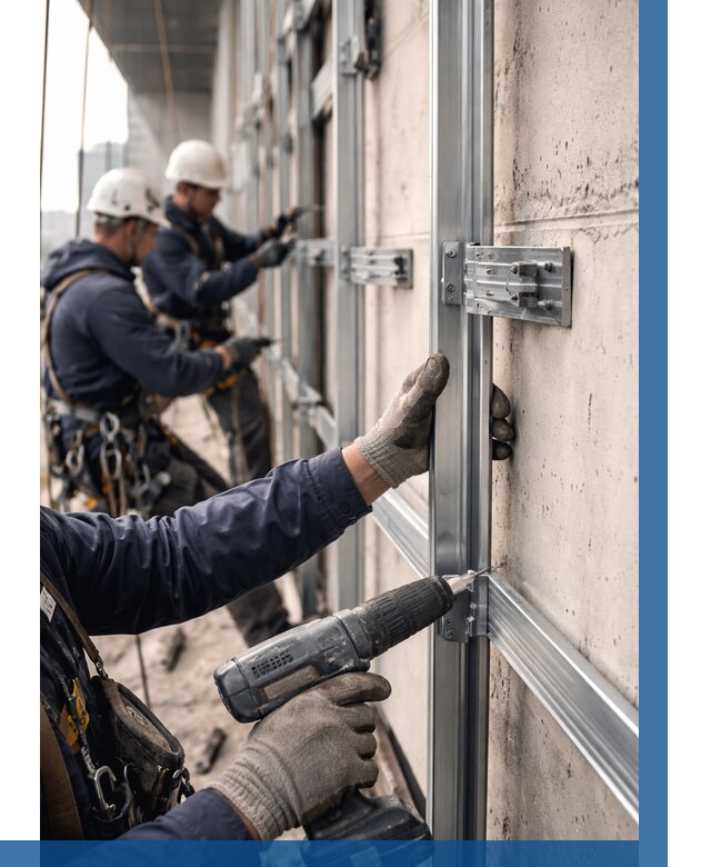 Монтаж подсистемы вентфасада в Верхнем Уфалее от 870 р. | ВЫСОТНИК-Врф