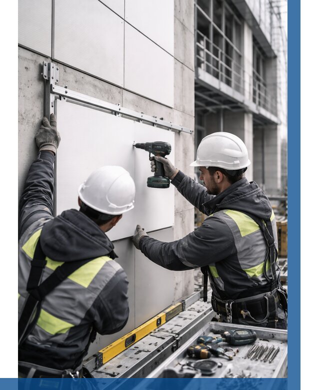 Монтаж композитных панелей фасада в Верхнем Уфалее от 2559 р. | ВЫСОТНИК-Врф