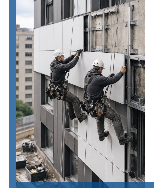 Монтаж композитных панелей фасада в Верхнем Уфалее под ключ