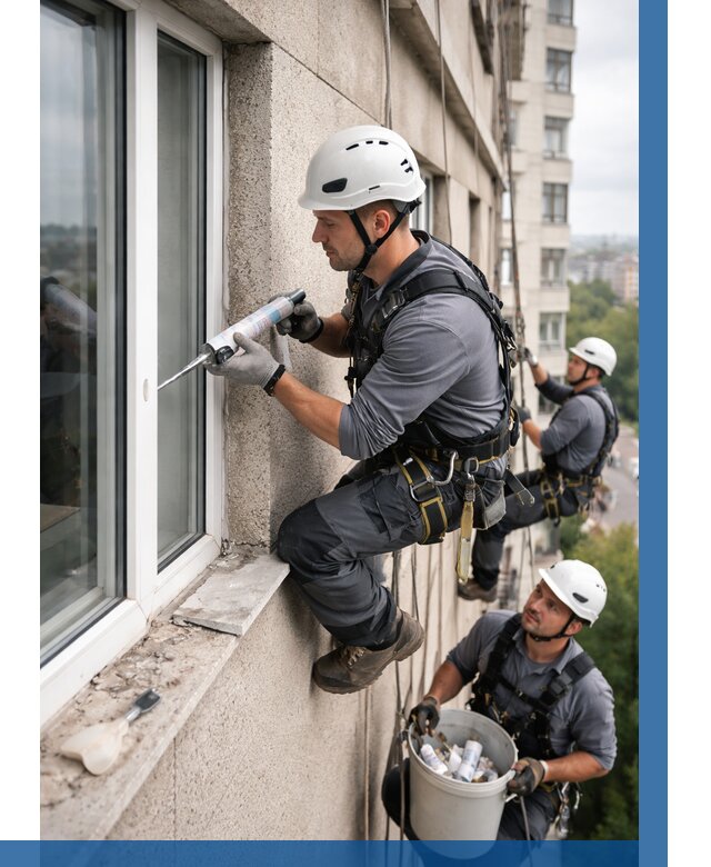 Герметизация оконных швов снаружи в Верхнем Уфалее от 1535 р. | ВЫСОТНИК-Врф