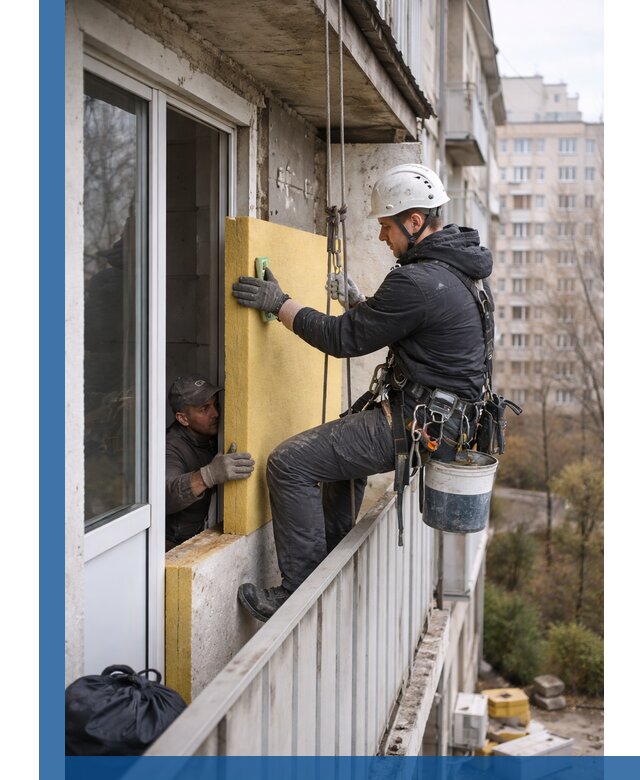 Профессиональное утепление балкона снаружи в Верхнем Уфалее под ключ