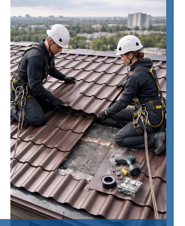 Ремонт металлочерепицы на крыше в Верхнем Уфалее от 921 р. | ВЫСОТНИК-Врф