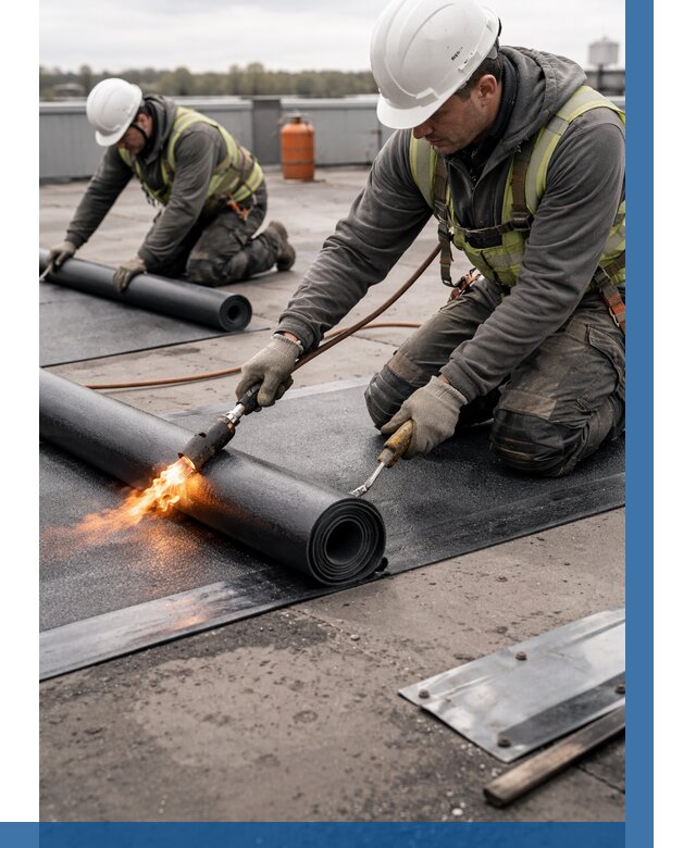 Монтаж наплавляемой кровли в Верхнем Уфалее от 870 р. — ВЫСОТНИК-Врф