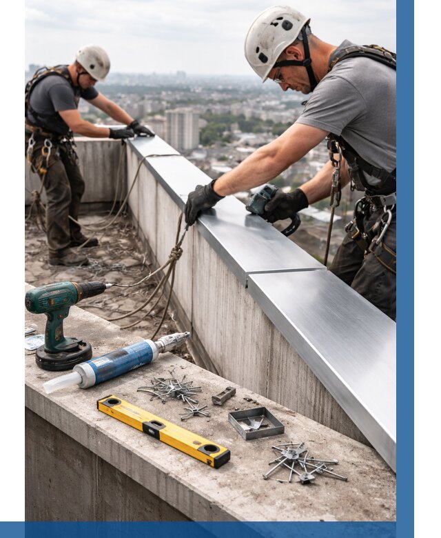 Монтаж парапетных крышек в Верхнем Уфалее от 819 р. | ВЫСОТНИК-Врф