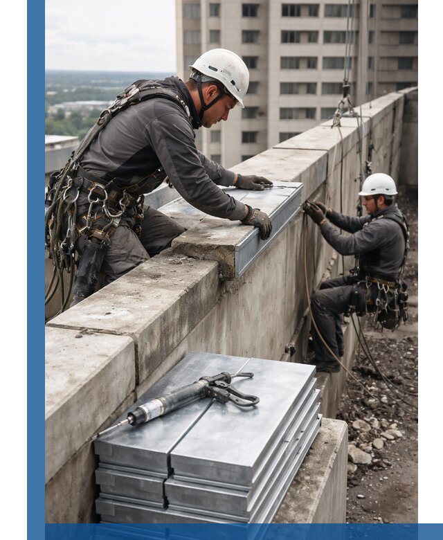 Замена парапетных крышек и установка новых в Верхнем Уфалее
