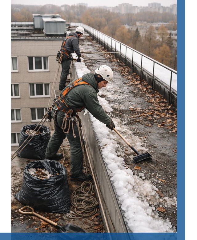 Очистка кровли по периметру в Верхнем Уфалее от 563 р. | ВЫСОТНИК-Врф