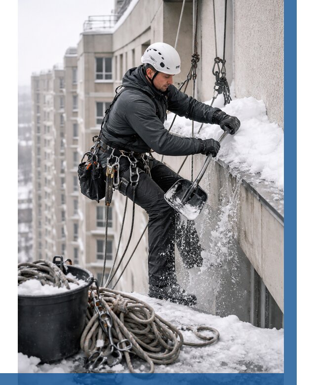 Очистка карнизов от снега в Верхнем Уфалее от 307 р. | ВЫСОТНИК-Врф