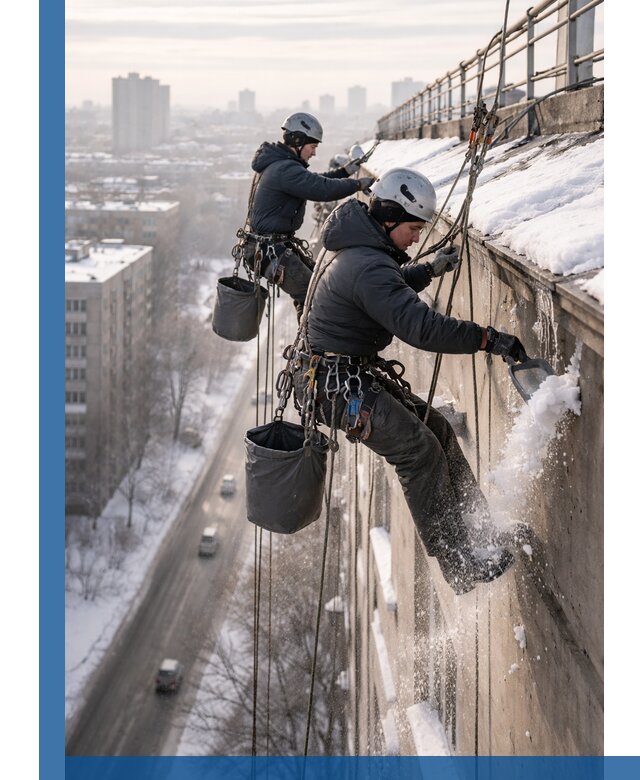 Очистка карнизов от снега в Верхнем Уфалее профессионально и безопасно
