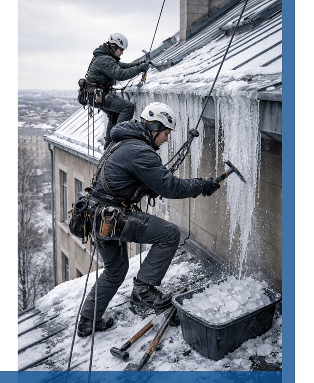 Удаление наледи с кровли в Верхнем Уфалее от 5629 р. | ВЫСОТНИК-Врф