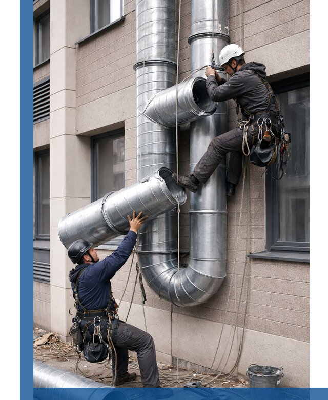 Монтаж фасадных воздуховодов в Верхнем Уфалее с герметизацией и крепежом