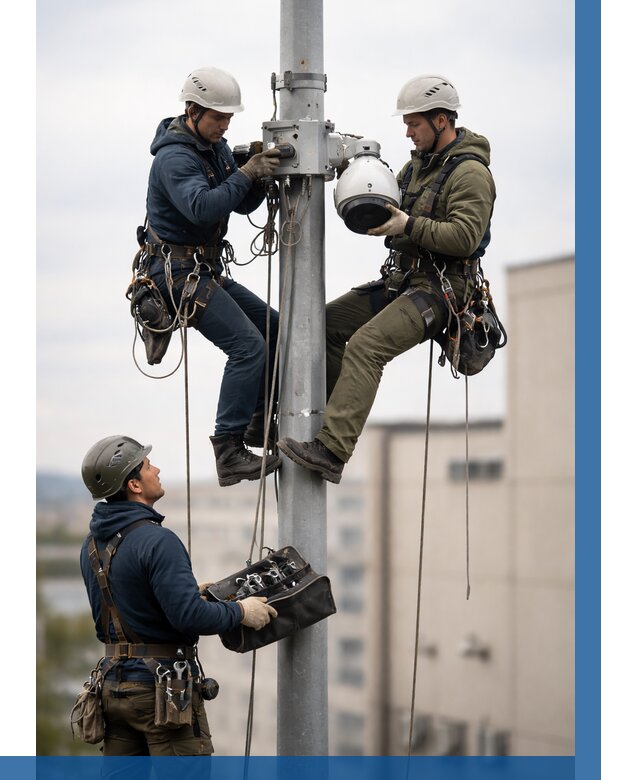 Установка видеокамер на мачте в Верхнем Уфалее от 8699 р. | ВЫСОТНИК-Врф