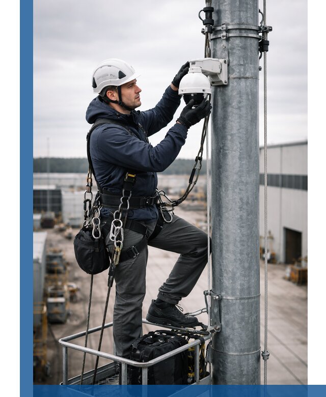 Профессиональная установка видеокамер на мачте в Верхнем Уфалее
