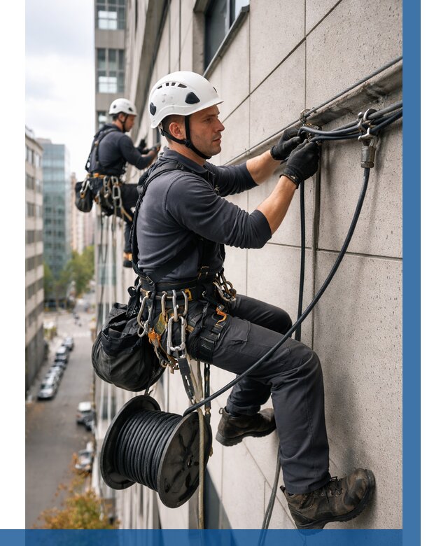 Прокладка кабеля по фасаду в Верхнем Уфалее от 358 р. | ВЫСОТНИК-Врф