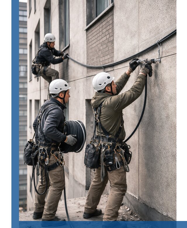 Прокладка кабеля по фасаду в Верхнем Уфалее, профессиональный монтаж