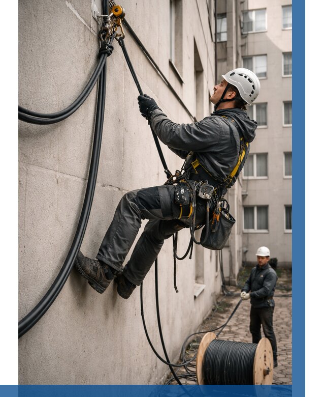 Протяжка кабеля питания на высоте в Верхнем Уфалее от 461 р. | ВЫСОТНИК-Врф