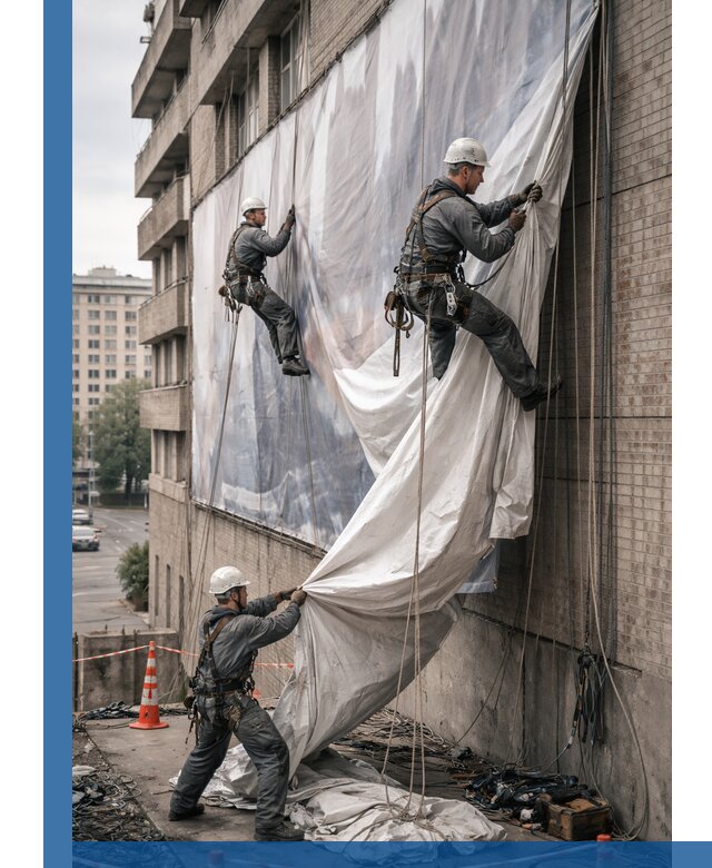 Демонтаж баннеров с фасада в Верхнем Уфалее оперативно и безопасно