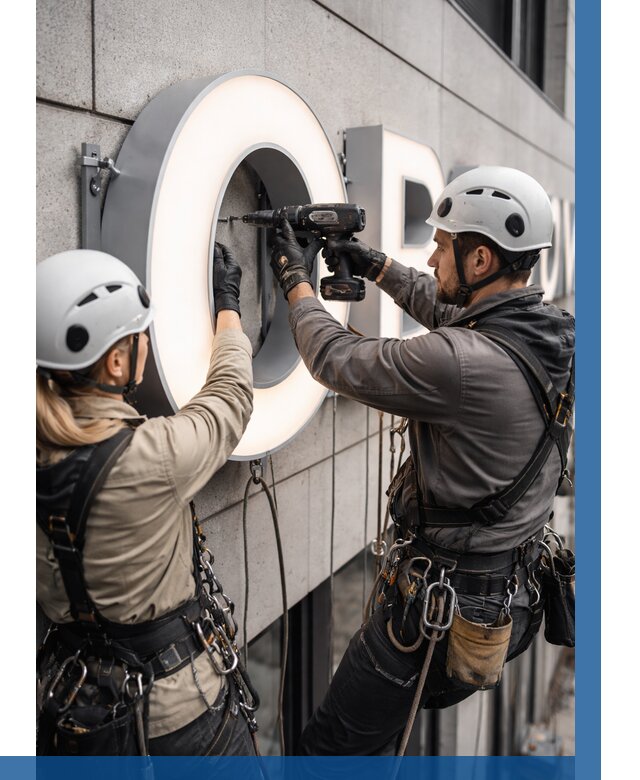 Монтаж световых букв в Верхнем Уфалее от 3070 р. под ключ ВЫСОТНИК-Врф