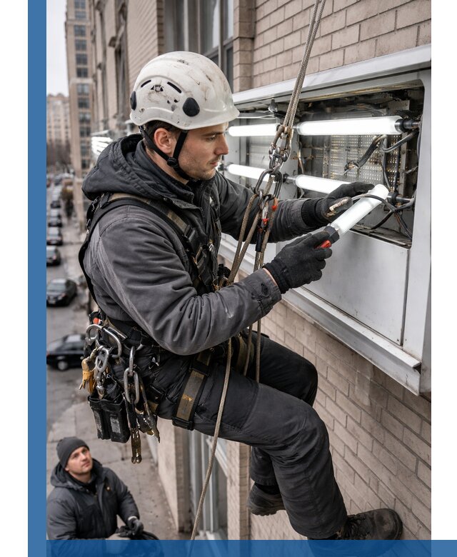 Профессиональная замена ламп в наружной вывеске в Верхнем Уфалее