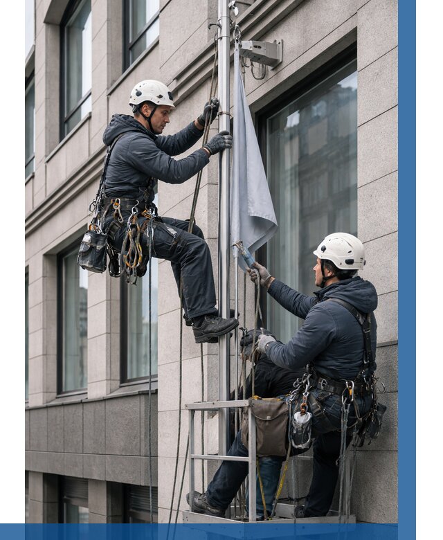 Установка флагов на фасаде в Верхнем Уфалее от 4605 р. | ВЫСОТНИК-Врф