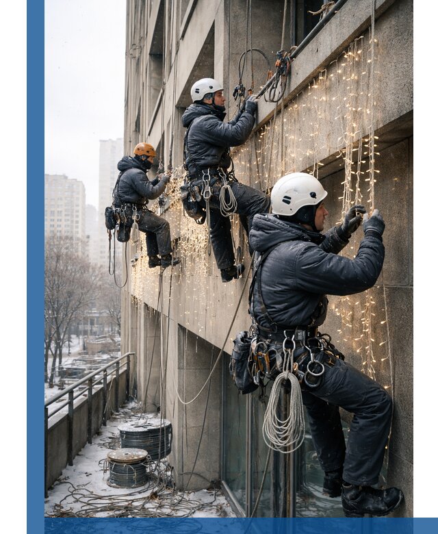 Монтаж новогодней иллюминации и украшение фасадов в Верхнем Уфалее