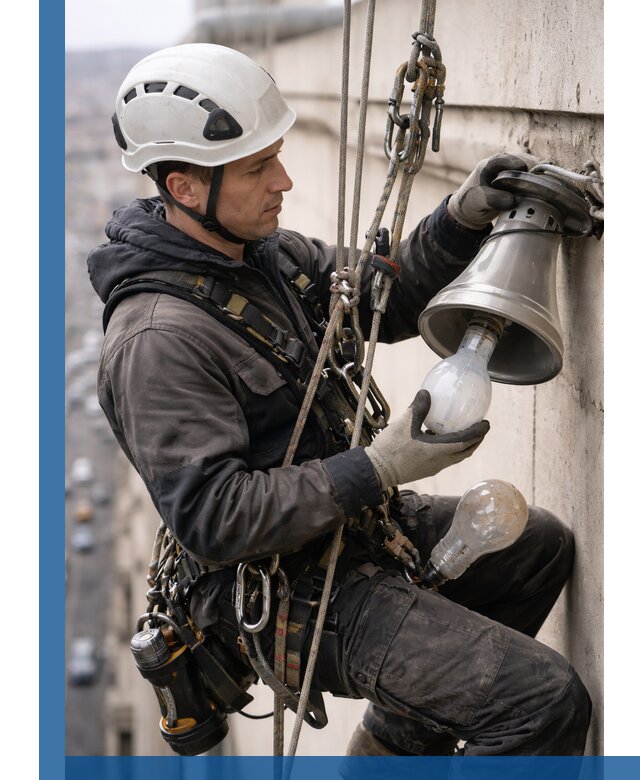 Замена ламп на высоте в Верхнем Уфалее профессионально и быстро