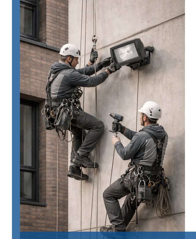 Профессиональный монтаж фасадных прожекторов в Верхнем Уфалее под ключ