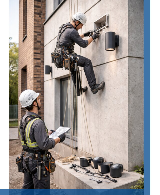 Монтаж фасадного освещения в Верхнем Уфалее от 2559 р. | ВЫСОТНИК-Врф