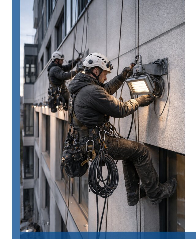 Монтаж фасадного освещения в Верхнем Уфалее установка и подключение