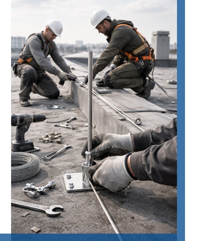 Монтаж молниезащиты на кровле в Верхнем Уфалее цена от 25585 р. | ВЫСОТНИК-Врф