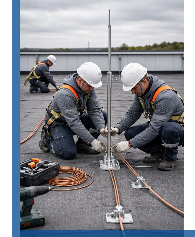 Монтаж молниезащиты на кровле в Верхнем Уфалее под ключ с гарантией