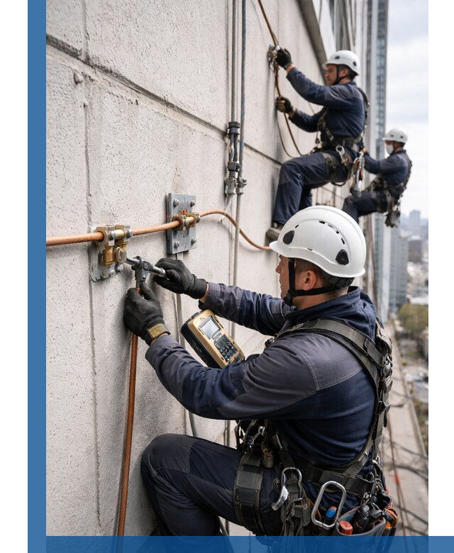 Монтаж системы заземления здания и молниезащиты в Верхнем Уфалее