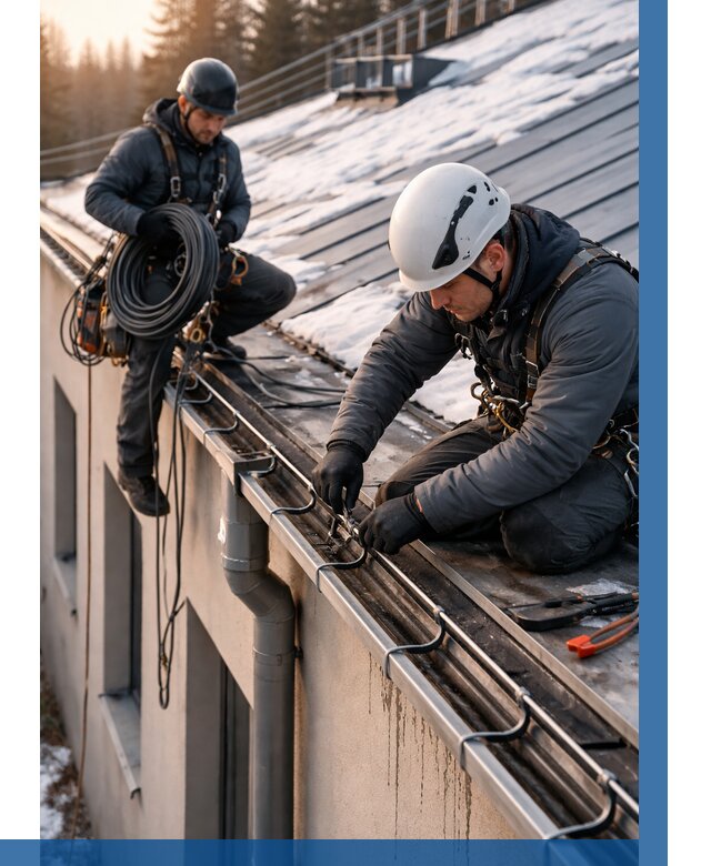 Монтаж греющего кабеля на кровле в Верхнем Уфалее от 461 р. | ВЫСОТНИК-Врф