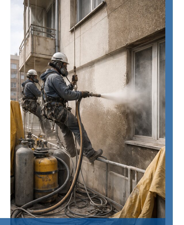 Пескоструйная очистка фасада в Верхнем Уфалее от 665 р. | ВЫСОТНИК-Врф