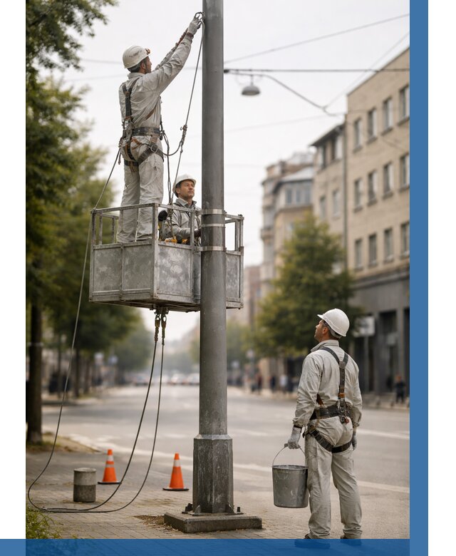 Покраска опор освещения в Верхнем Уфалее от 5117 р. | ВЫСОТНИК-Врф