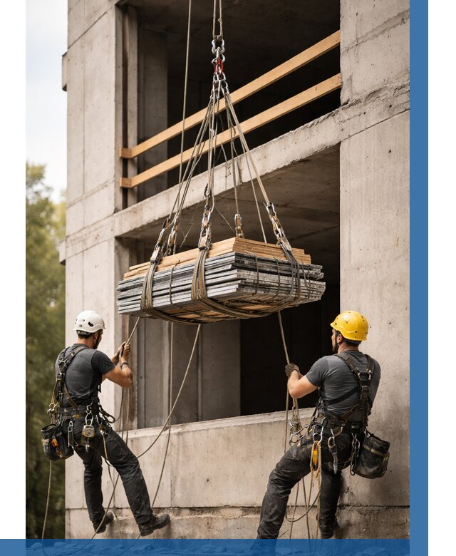 Подъем материала на этаж веревками в Верхнем Уфалее от 1535 р. | ВЫСОТНИК-Врф