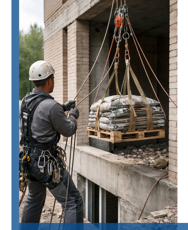 Подъем материалов на этаж веревками в Верхнем Уфалее оперативно