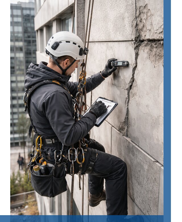 Обследование фасада альпинистами в Верхнем Уфалее от 123 р. | ВЫСОТНИК-Врф