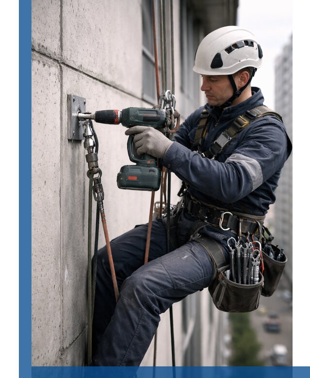 Установка анкерных точек для высотных работ в Верхнем Уфалее